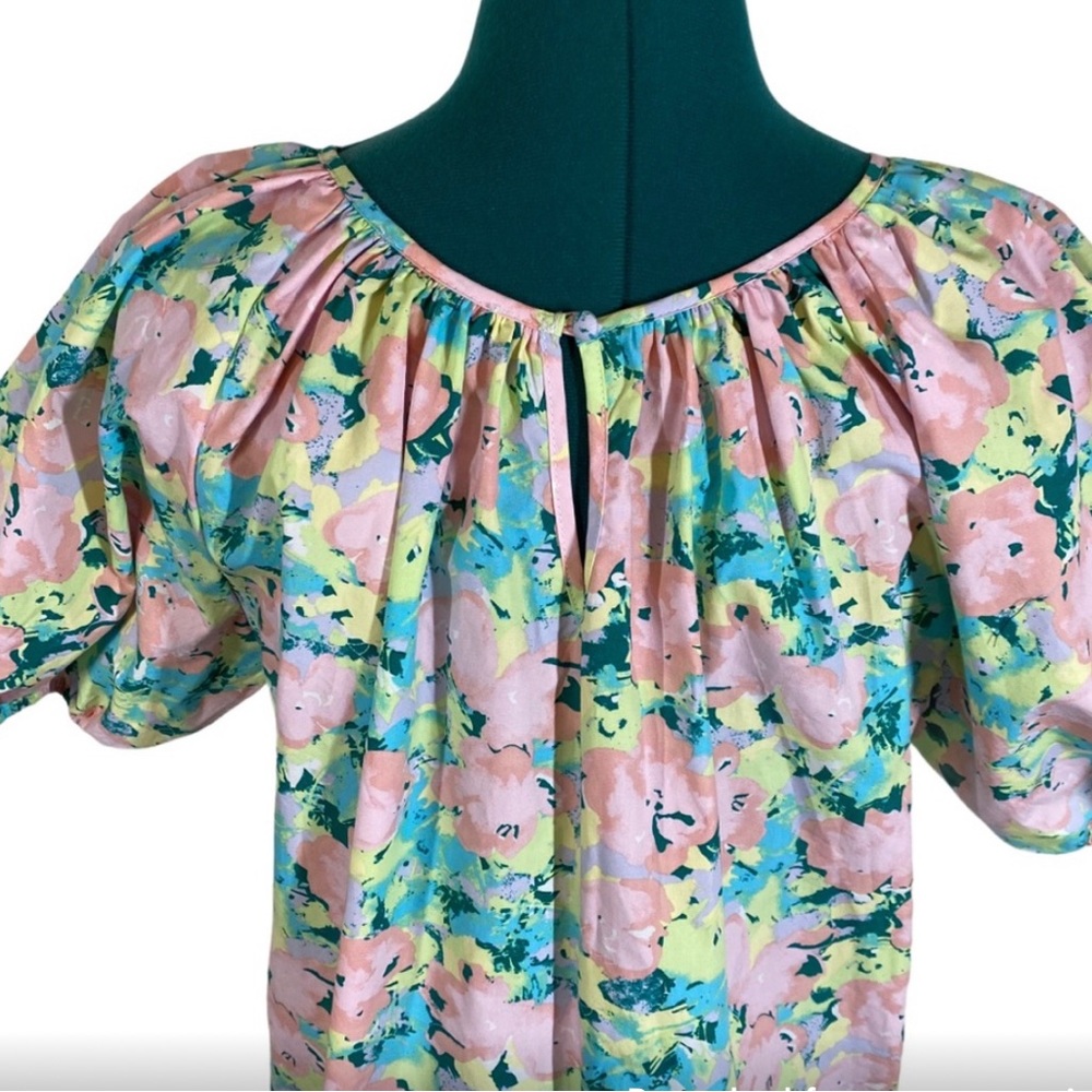 GB Square Neck Ruffle Hem Floral Poplin Dress NWOT - Picture 3 of 6